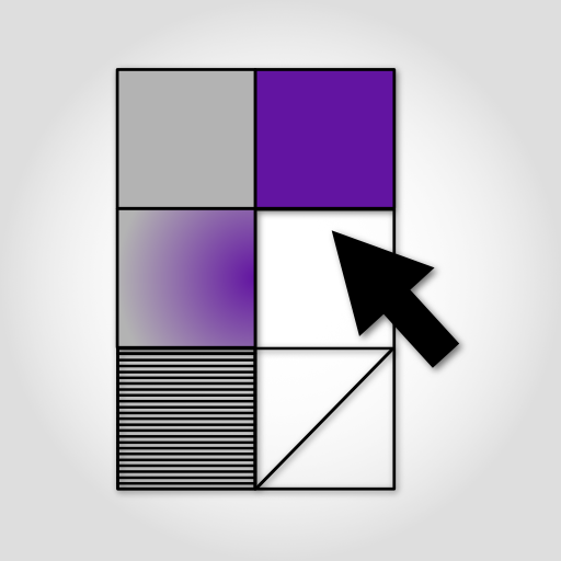 Icon created by Filter and Flow to be a graphic design symbol—a swatch color pallette example with an arrow to symbolize the design process