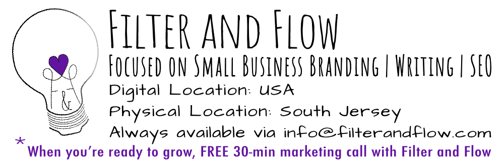 Filter and Flow Contact Information with lightbulb logo icon | located physically in South Jersey, but digitally across the United States